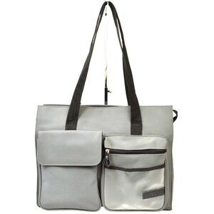 T R Bentley Gray and Black Nylon Canvas Shoulder Bag NICE